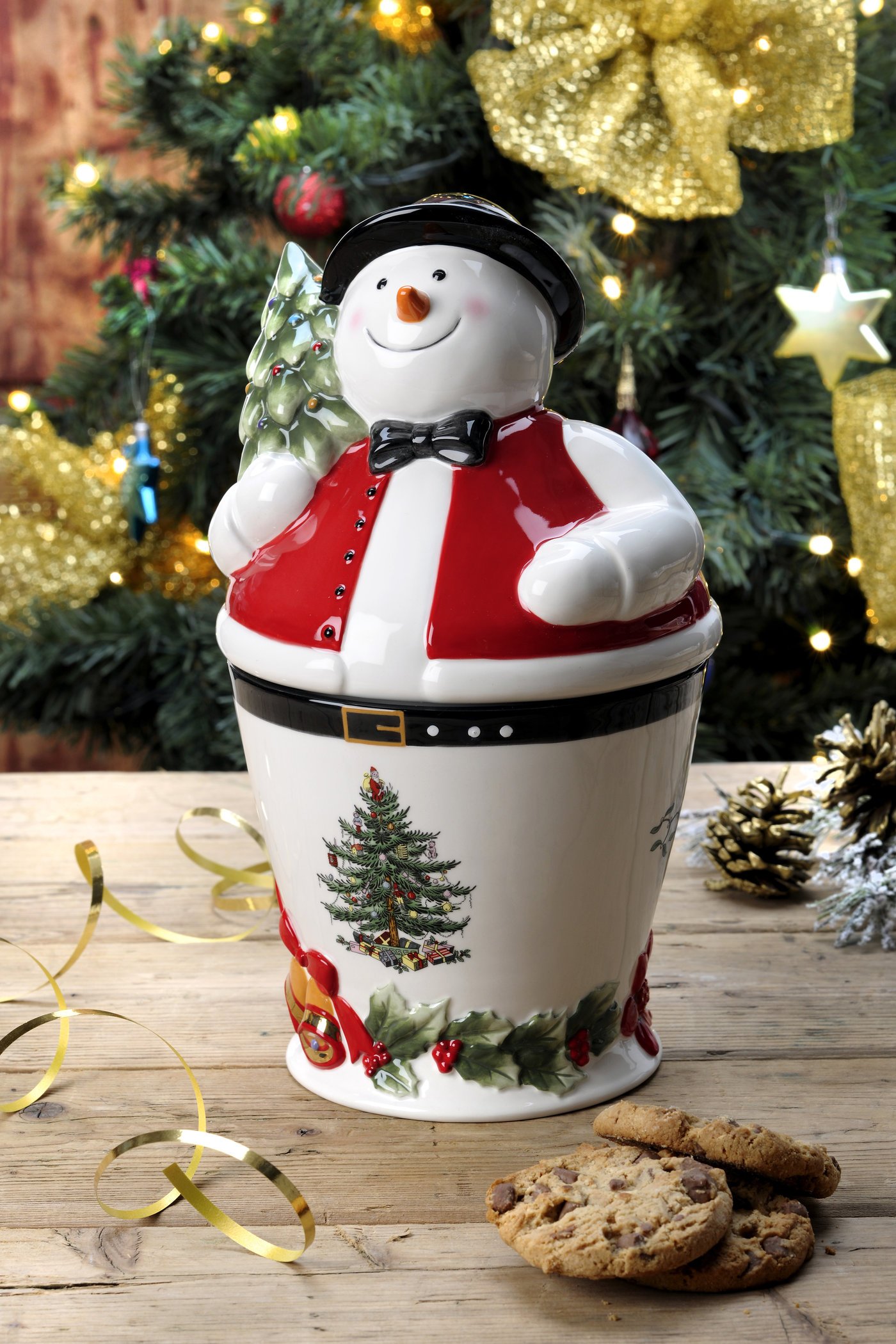 Amazon.com: Spode Christmas Tree Mr. Snowman Cookie Jar - 10